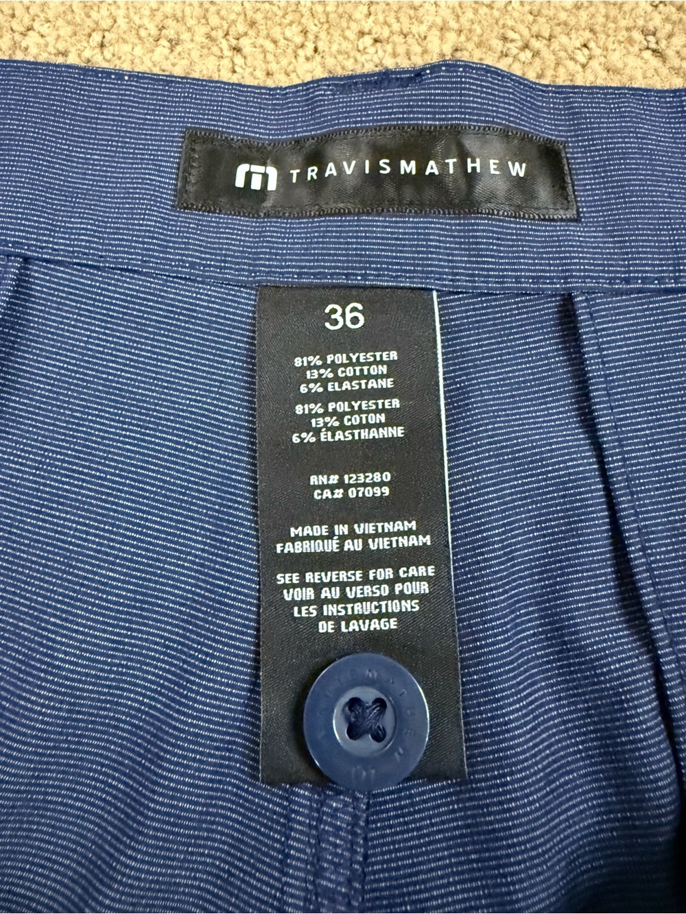 Travis Mathew Navy Performance Flat Front Shorts - Picture 2 of 10